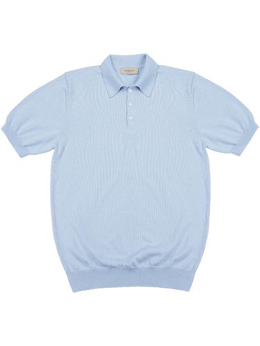 Gg Silk Cotton Half Polo Knit (Sky blue) - SORTIE - Modalova