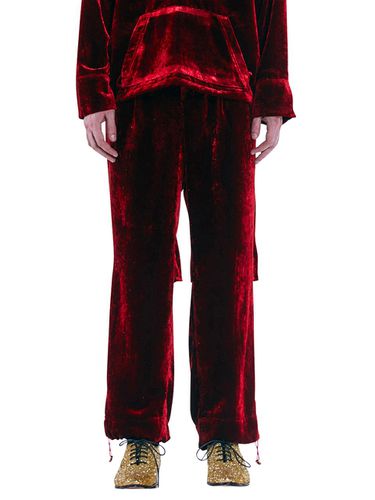 RED BUTTON VELVET TROUSERS - LABELESS - Modalova