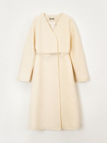 Belt V-Neck Wool Long Coat - PLATZCLASSIC - Modalova