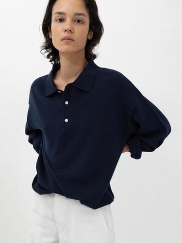 Cotton collar knit_navy - L’EAU - Modalova