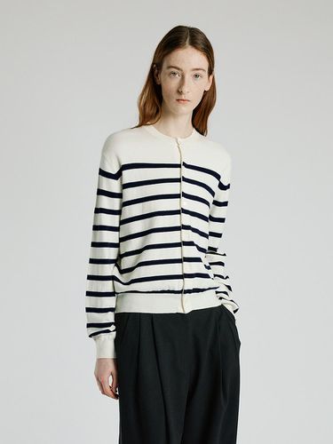 Hope stripe knit cardigan_White/navy - L’EAU - Modalova