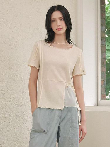 Ripple wrinkle-Chiffon Mix Strap Point Tee - MICANE - Modalova