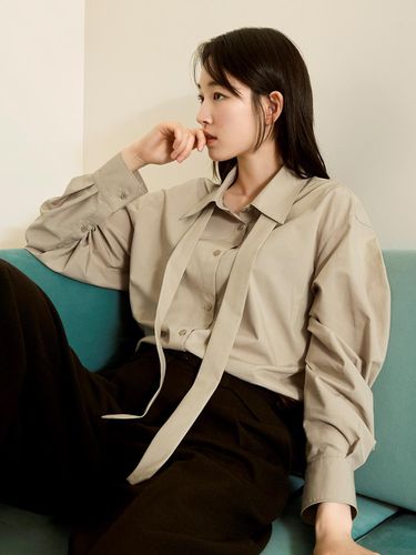 COUTURE] Loose Fit Tie Shirt_2 colors - MIND BRIDGE women - Modalova