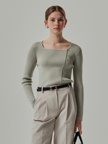 COUTURE] Square neck button decoration knitwear_3 - MIND BRIDGE women - Modalova