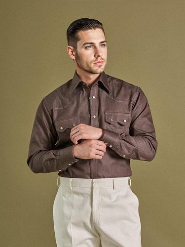 ALCSH010 Denim Western Shirt_Brown - ALL CLASSIC - Modalova