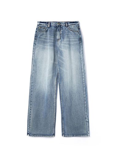 Signature Wide Denim Pants Hand Brush Blue - DNSR - Modalova