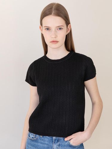 Cable crop knit_Black - JMARK New York - Modalova