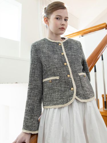 Tweed crop jacket_Gray - JMARK New York - Modalova