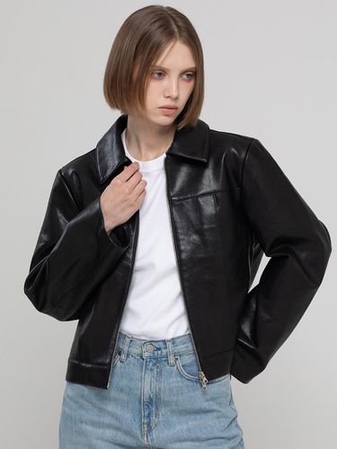 Leather zipper jacket_Black - JMARK New York - Modalova