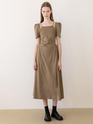 Cutout square neck dress_Khaki - JMARK New York - Modalova