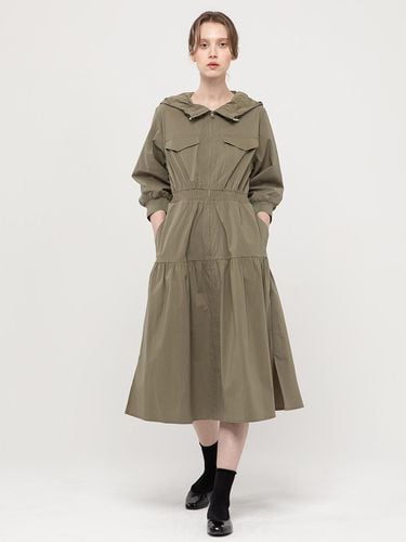 Hooded zipper long dress_Khaki - JMARK New York - Modalova