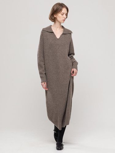 V-neck knit long dress_Charcoal - JMARK New York - Modalova