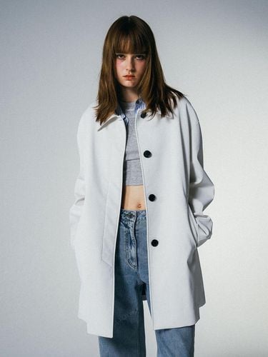 Faux Leather Coat Jacket White - YUTHENTIC - Modalova