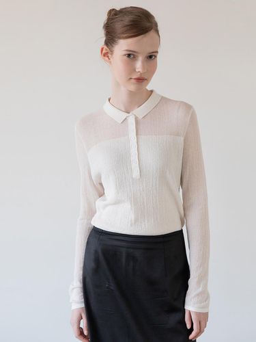 Seethrough button up knit_White - JMARK New York - Modalova