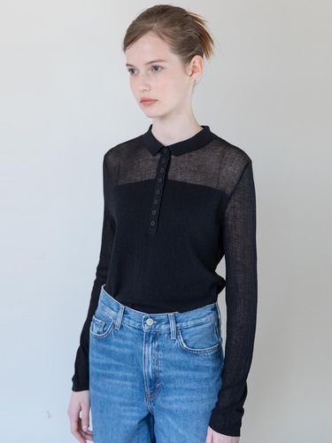 Seethrough button up knit_Black - JMARK New York - Modalova