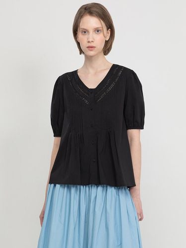 Vneck puff sleeve blouse_Black - JMARK New York - Modalova