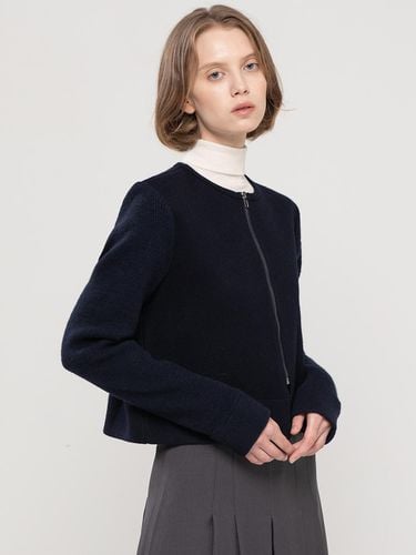 Wool round neck jacket_Navy - JMARK New York - Modalova