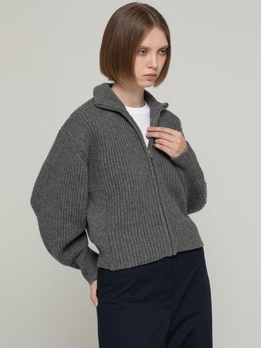 Wool high-neck cardigan_Gray - JMARK New York - Modalova