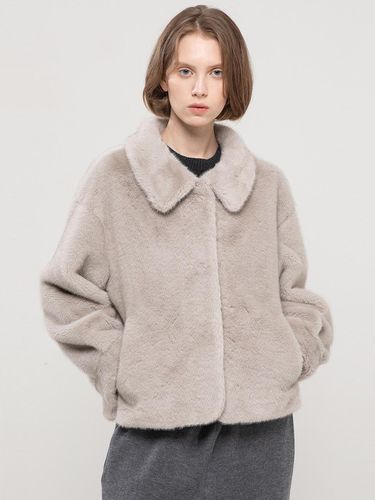 Round collar fur jacket_Gray - JMARK New York - Modalova