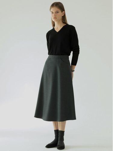 Flared wool skirt (Grey) - KLEAN - Modalova