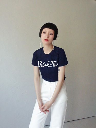 Lettering Logo Tshirt_NAVY - Rubati - Modalova