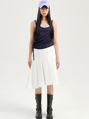 Pleats Point Midi Skirt_LFKAA24100WHX - LUCKY CHOUETTE - Modalova