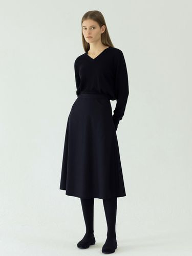 Flared wool skirt (Navy) - KLEAN - Modalova