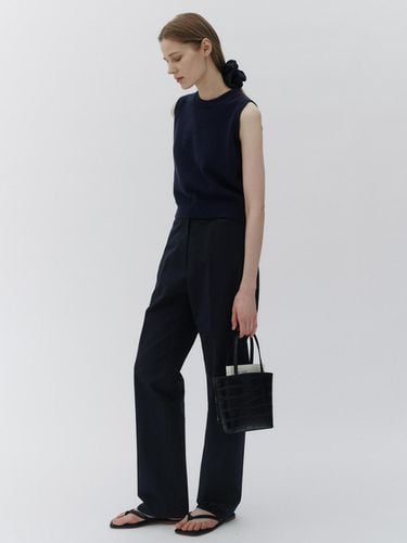 Belted twil pants (Dark navy) - KLEAN - Modalova