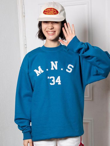 UNISEX MNS34 APPLIQUE SWEATSHIRT_BLUE - MENASOO - Modalova