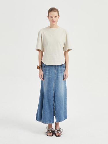 Atelier] Unbalanced Denim Long Skirt - LUCKY CHOUETTE - Modalova