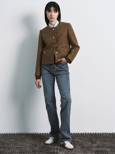 GLITTER TWEED JACKET_CAMEL - REPLAIN - Modalova