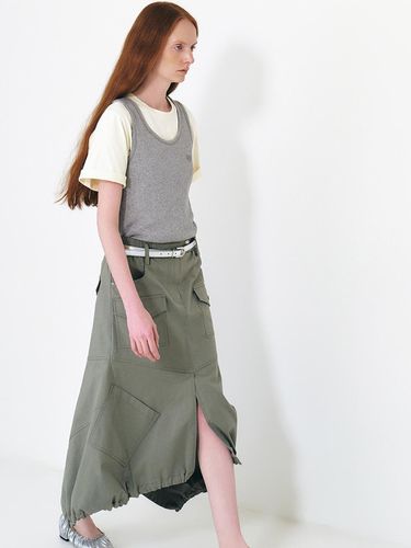 Hem String Out Pocket Banding Long Skirt - LUCKY CHOUETTE - Modalova