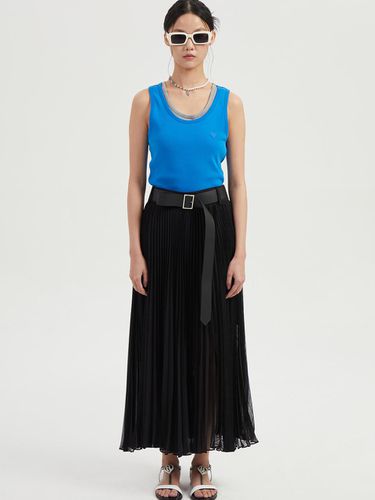 Accordion Pleated Long Skirt (Option Belt) - LUCKY CHOUETTE - Modalova