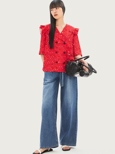 Outer-type Dot Print Short-Sleeve Blouse - LUCKY CHOUETTE - Modalova