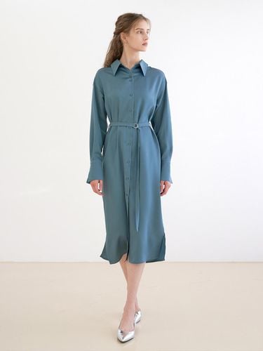 Two-Button Silky Long Shirt Dress () - ILROZE - Modalova