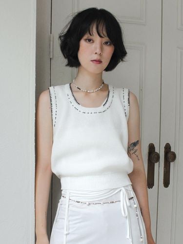 Linen Knit Vest Stitched by Hand - Rubati - Modalova