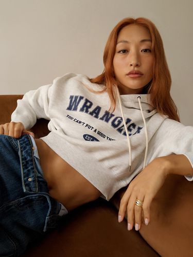 Cropped lettering hooded shirt Melange Gray - Wrangler - Modalova