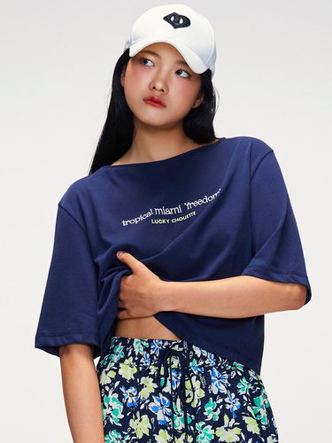 Embroidery Point Cropped Short Sleeve T-shirt - LUCKY CHOUETTE - Modalova