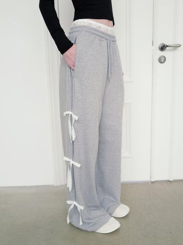 LACE RIBBON SWEAT PANTS_TT4W406MG - THETIS - Modalova