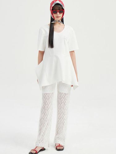 Embroidery Point Jersey Short Sleeve Blouse - LUCKY CHOUETTE - Modalova