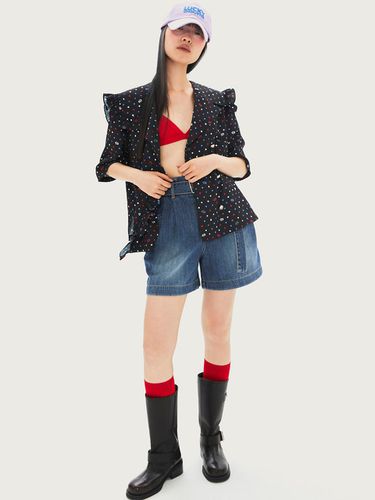 Outer-type Dot Print Short-Sleeve Blouse - LUCKY CHOUETTE - Modalova