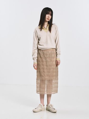 WOOL V-NECK KNIT TOP_PALE BEIGE - REPLAIN - Modalova