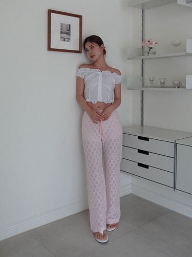 SEE-THROUGH FLOWER PANTS-PINK - AWIT - Modalova