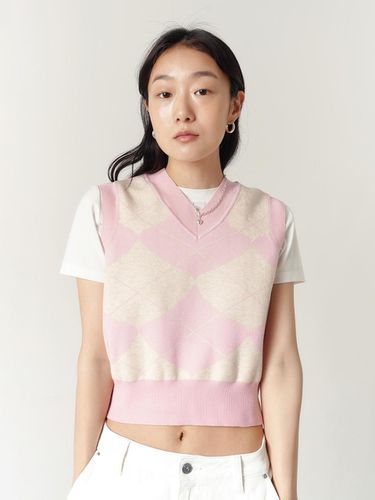 Argyle knitwear vest pink - PLAC - Modalova