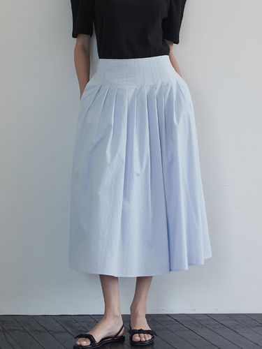 Tuck pleats long skirt - Light blue - BEMUSE MANSION - Modalova