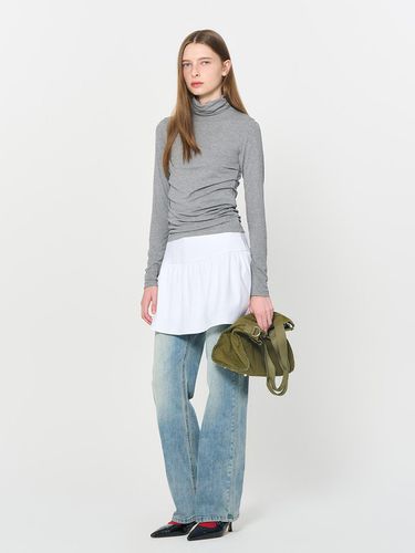 Essential Soft Shirring Turtleneck T-shirt [GREY] - GENERAL IDEA - Modalova