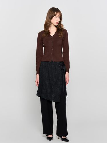 Essential Ribbed V-neck Cardigan [BROWN] / WBD3L04 - GENERAL IDEA - Modalova