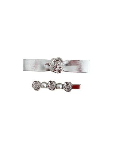 Silver Flower Clip Set - CARRY BARRETTE - Modalova