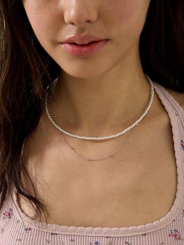 Pearl and Ball Chain Necklace ENJ24NW011 - eenie beenie - Modalova