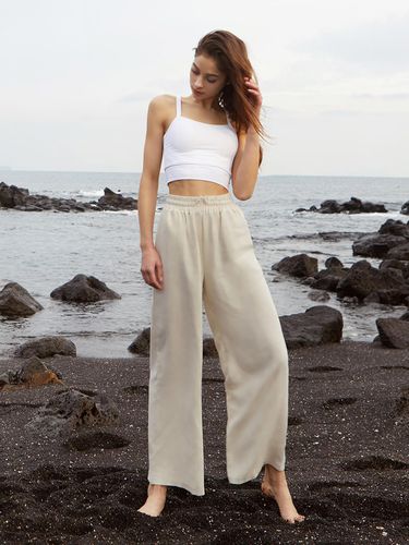 Yoga Outfit DEVI-B0027-Beige Pilates Wide Pants - DEVIWEAR - Modalova